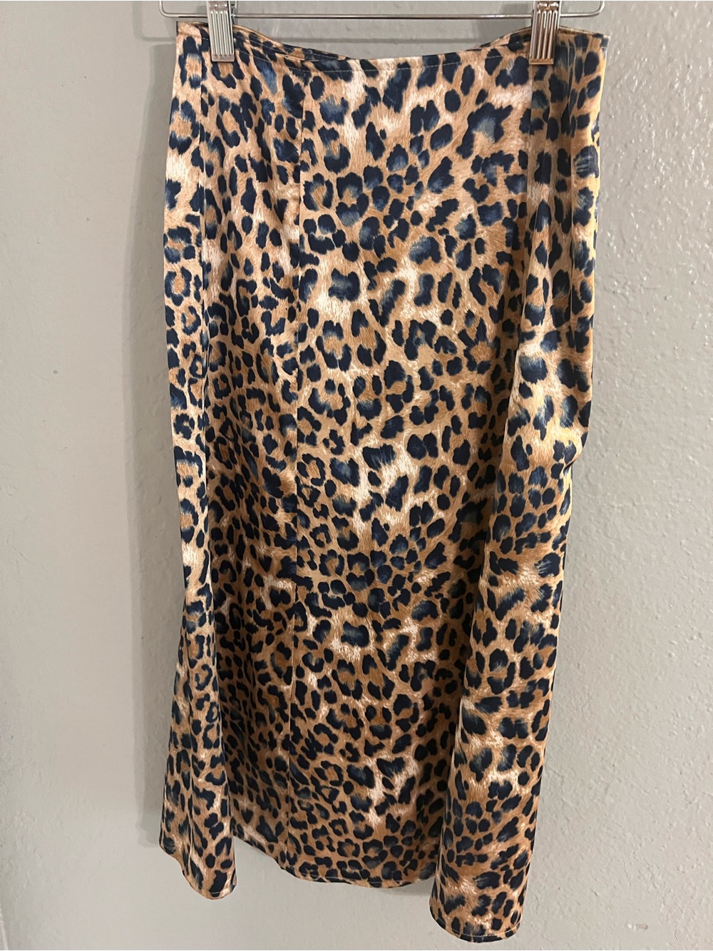 Leopard Print Midi Skirt - Brown Animal Print - Picture 3 of 4